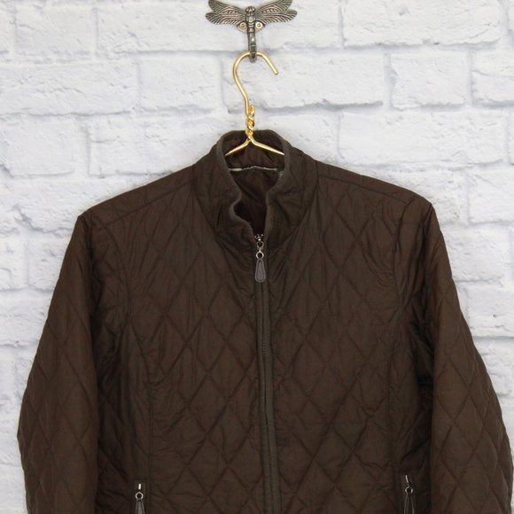 Eddie Bauer Brown Quilted Barn Style Mock Neck Jacket Coat Size S - Picture 2 of 8